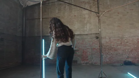 Producer Sets Up Lights On Set Stock Footage 270328145