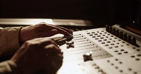 Producer using mixing console in studio Stock Footage 201852269