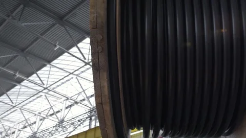 Producing of cables at the plant Stock Footage 117596528