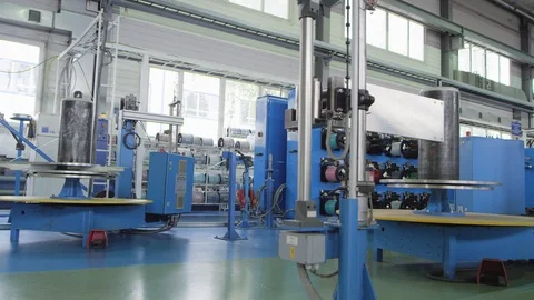 Producing of cables at the plant Stock Footage 121853969