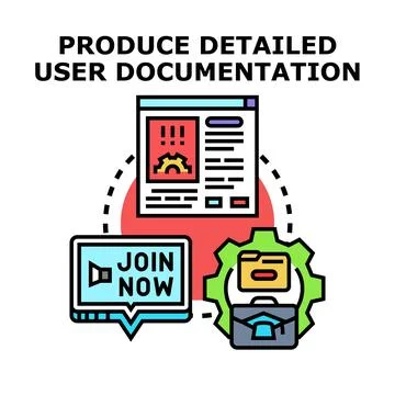 Producing detailed user documentation and business processes Stock Illustration