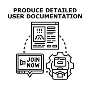 Producing detailed user documentation and business processes Illustrazione stock
