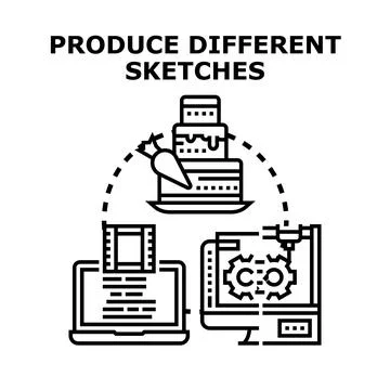 Producing diverse ideas engineering design and digital content Stock Illustration