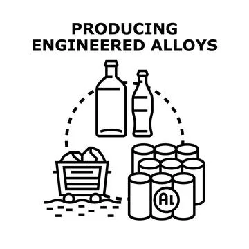 Producing engineered alloys concept for manufacturing industry Stock Illustration