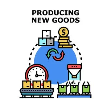 Producing new goods manufacturing process cycle 스톡 일러스트