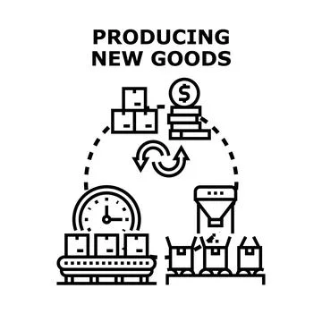 Producing new goods manufacturing process cycle Stock-Illustration