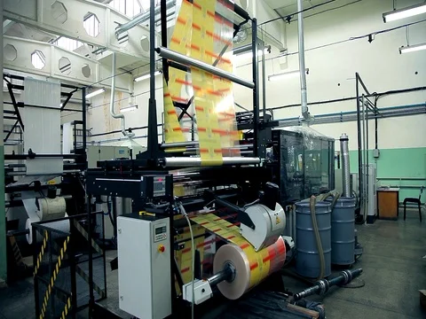 Producing plastic bags Stock Footage 85279132