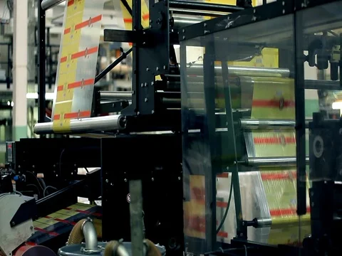 Producing plastic bags Stock Footage 85279589