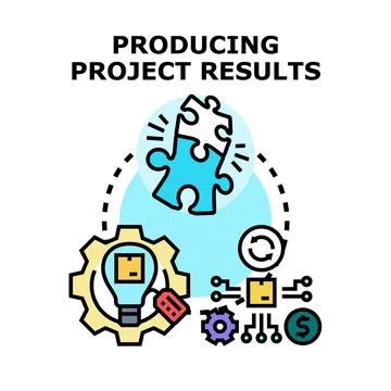 Producing project results developing business solutions and strategy Stock Illustration