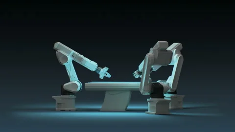 Producing with Robotic arm in Smart factory. Remote medical tech, IoT, 4k. Stock Footage 102149983