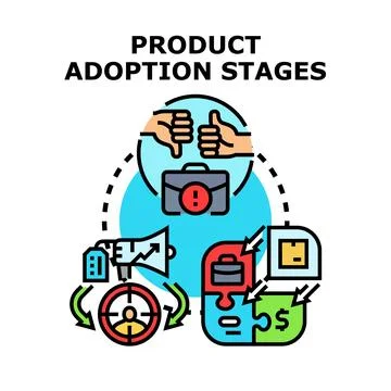Product adoption stages concept process icon Stock Illustration