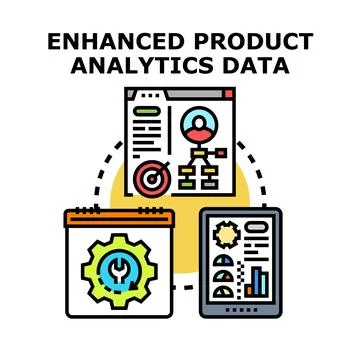 Product analytics data enhancement strategy development concept Stock Illustration