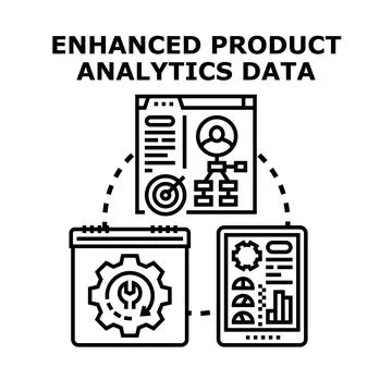 Product analytics data enhancement strategy development concept Stock Illustration