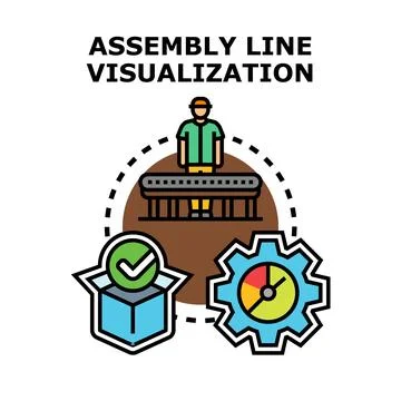 Product assembly line process visualization worker concept Stock Illustration