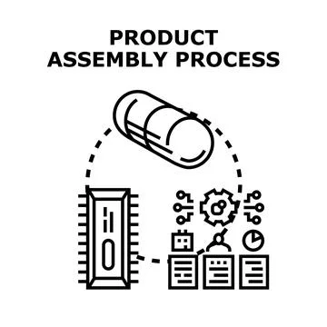 Product assembly process developing digital manufacturing concept Stock-Illustration