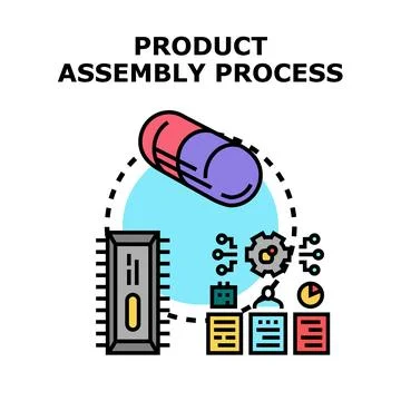 Product assembly process developing digital manufacturing concept Stock Illustration