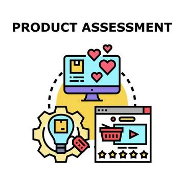 Product assessment concept finding user satisfaction Stock Illustration