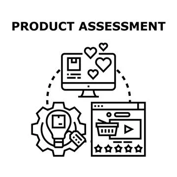 Product assessment concept finding user satisfaction Stock Illustration