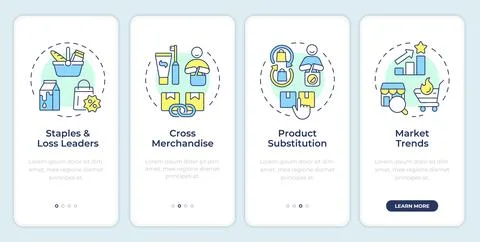 Product assortment optimization onboarding mobile app screen Stock Illustration