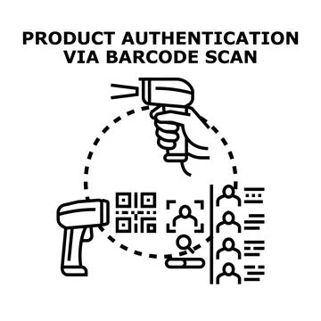 Product authentication process with barcode scanning technology Stock Illustration