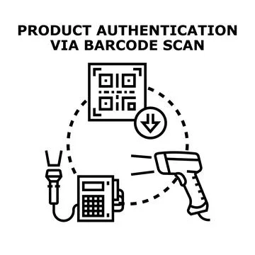 Product authentication process using barcode scanning equipment 스톡 일러스트