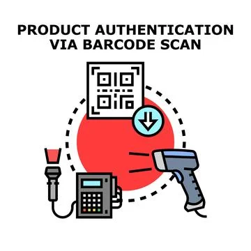 Product authentication process using barcode scanning equipment 库存插图