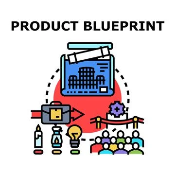 Product blueprint developing concept of business launch Stock Illustration