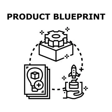 Product blueprint developing concept process creating innovation Stock Illustration