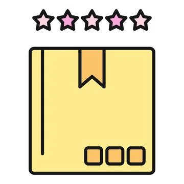 Product box receiving five star customer rating feedback 库存插图