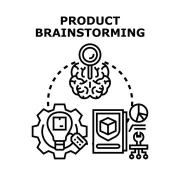 Product brainstorming developing new ideas for business success Stockillustratie