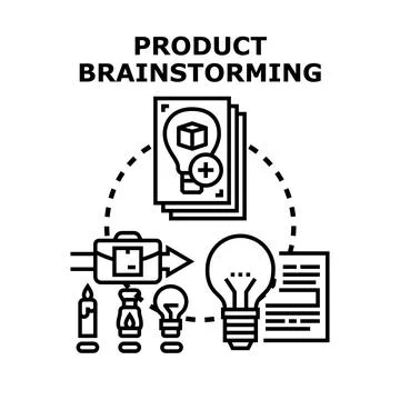 Product brainstorming process generating creative new ideas Stock Illustration