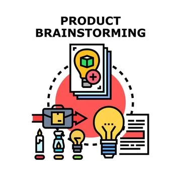 Product brainstorming process generating creative new ideas Illustrazione stock