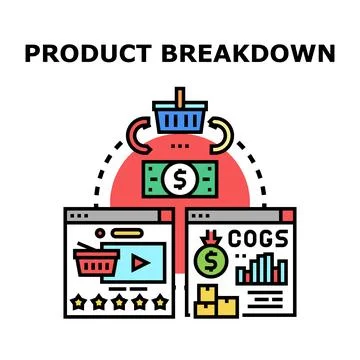 Product breakdown concept analyzing cost and profit Stock Illustration