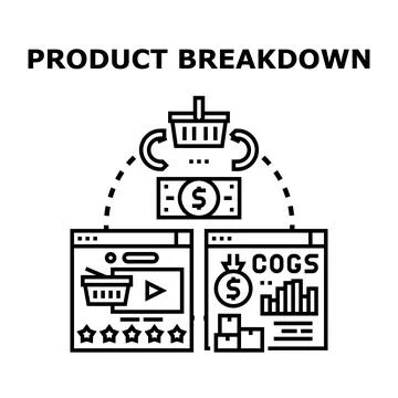 Product breakdown concept analyzing cost and profit Stock Illustration