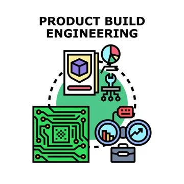 Product build engineering deploying development process concept Stock Illustration