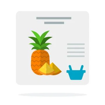 Product card of pineapple for ordering online flat icon vector isolated Stock Illustration