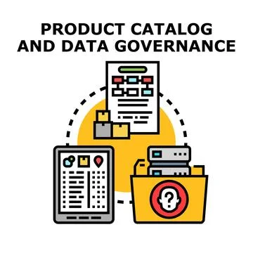 Product catalog and data governance system management 库存插图