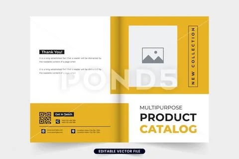 Product catalog and promotional magazine cover template with photo ...