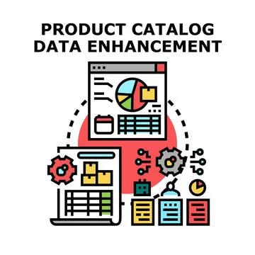 Product catalog data enhancement optimizing e commerce data Stock Illustration