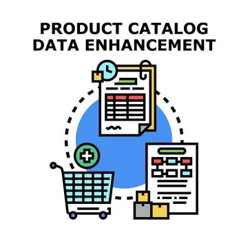 Product catalog data enhancement optimizing e commerce sales Stock Illustration