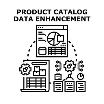 Product catalog data enhancement optimizing e commerce data Stock Illustration