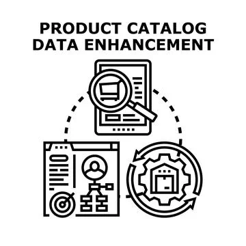Product catalog data enhancement process optimizing online sales Stock Illustration