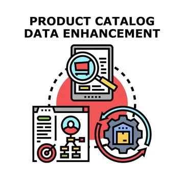 Product catalog data enhancement process optimizing online sales Stock Illustration