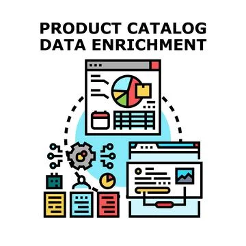 Product catalog data enrichment digital information concept Stock Illustration