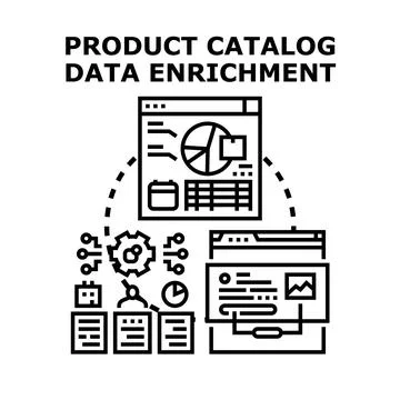 Product catalog data enrichment digital information concept Stock Illustration