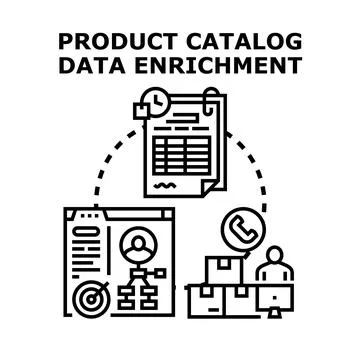 Product catalog data enrichment improving business efficiency Stock Illustration