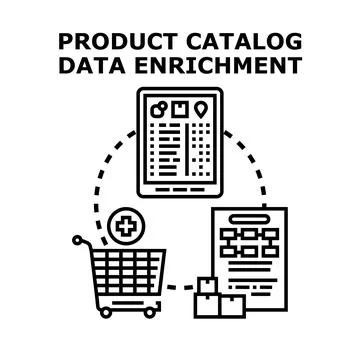 Product catalog data enrichment processing information management Stock Illustration