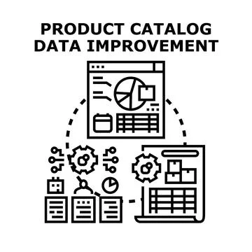 Product catalog data improvement optimizing business management Stock Illustration