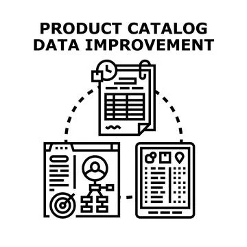 Product catalog data improving process optimization concept Stock Illustration