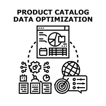 Product catalog data optimization data management process Stock Illustration